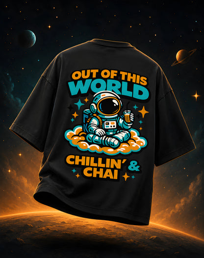 Chillin' & Chai Oversized Printed T-shirt